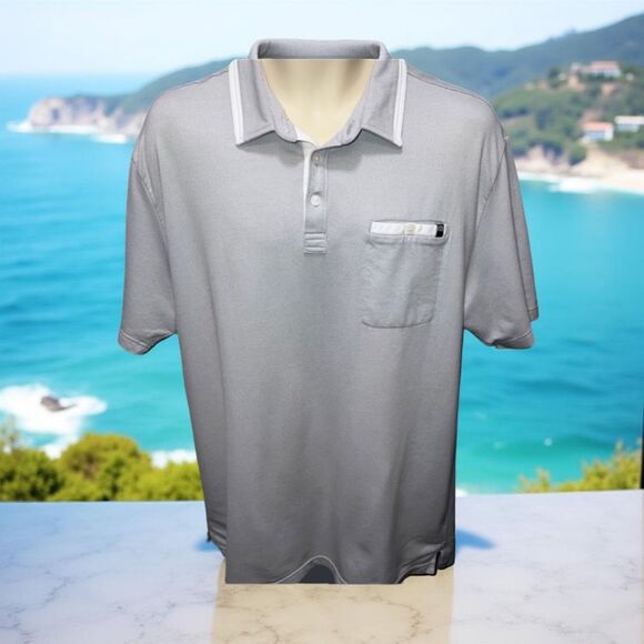 Travis Mathew Ice Gray Homer Golf Polo Shirt Size XL #26 - Picture 1 of 5